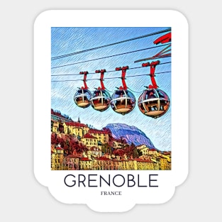 A Pop Art Travel Print of Grenoble - France Sticker